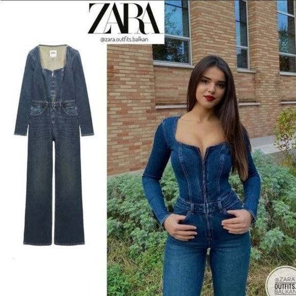 VIRAL TRF DENIM JUMPSUIT  ZARA - Picture 5 of 9